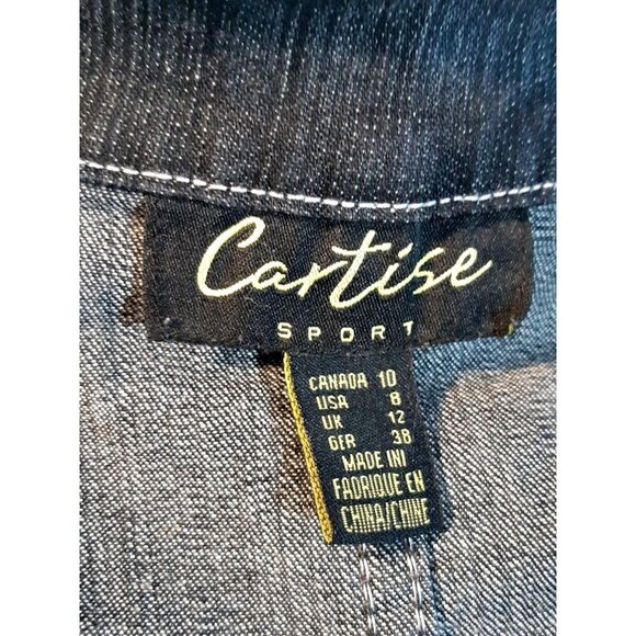Vintage Cartise Womens 8 Jean Jacket Rhinestone Embellished Denim Distressed - Picture 5 of 6